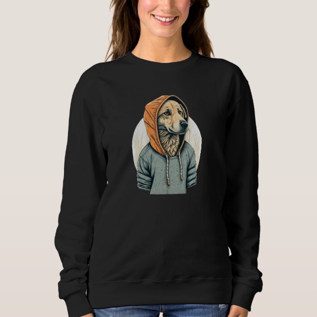 Golden Retriever In A Hoodie  Cool K9 Light Pul Ho T Shirt (Framsida)