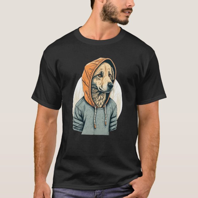 Golden Retriever In A Hoodie  Cool K9 Light T Shirt (Framsida)