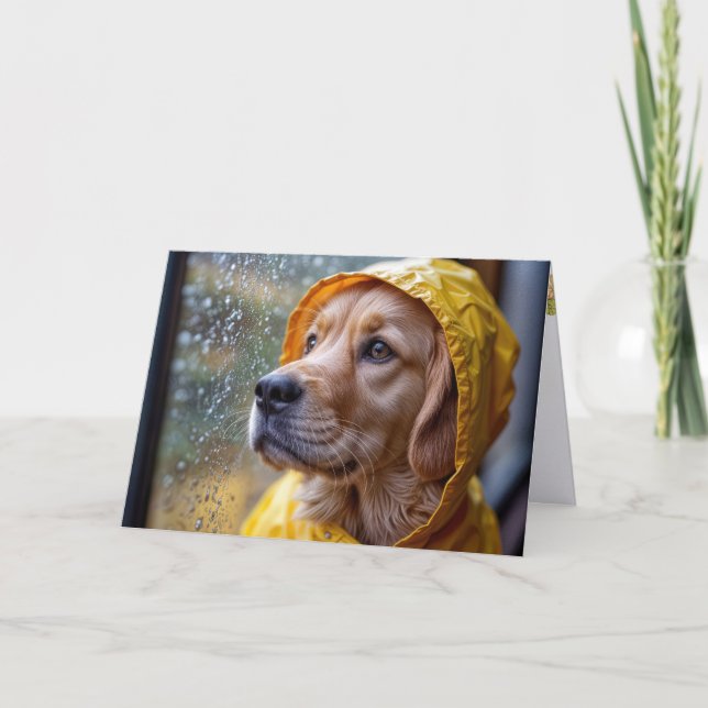 Golden Retriever in a Rain Slicker Kort (Framsida)
