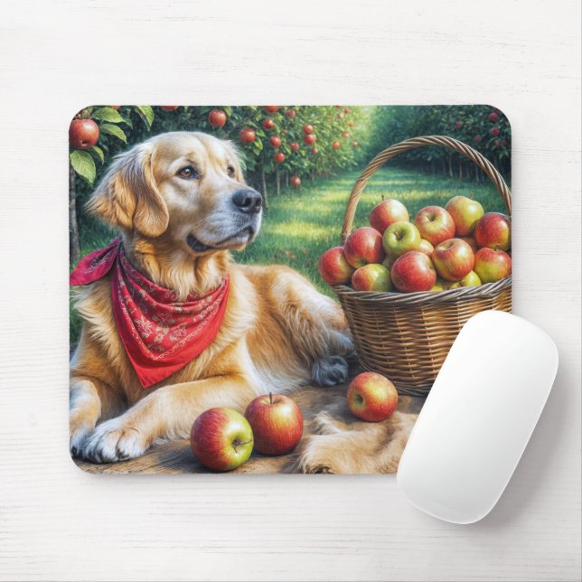 Golden Retriever in Apple Orchard Musmatta (Med mus)