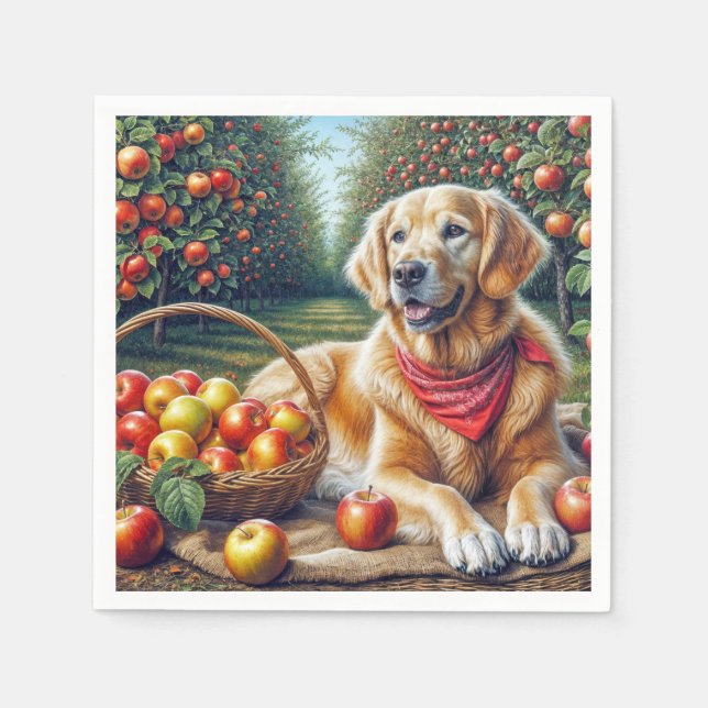 Golden Retriever in Apple Orchard Pappersservett (Framsidan)