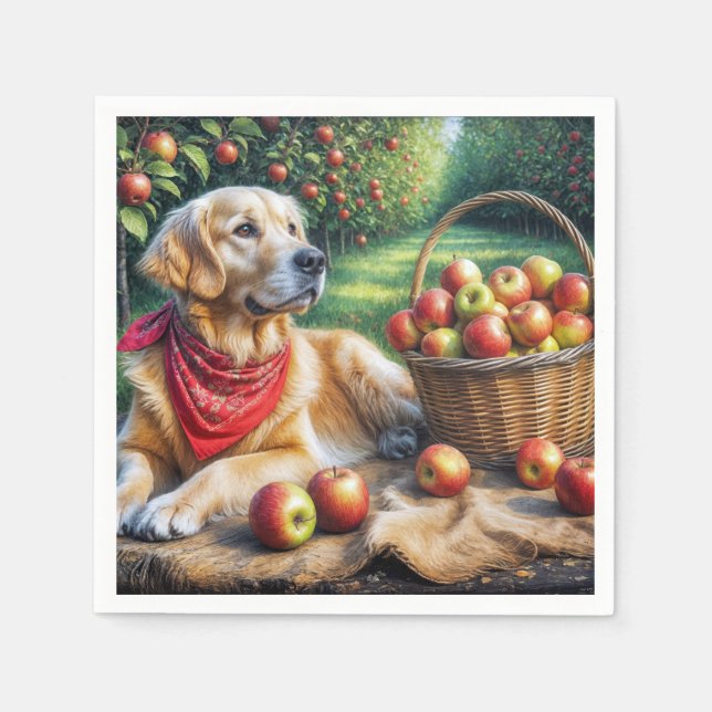 Golden Retriever in Apple Orchard Pappersservett (Framsidan)