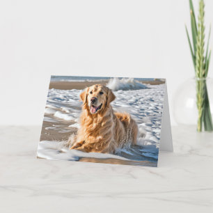 Golden Retriever in Beach Wave Kort