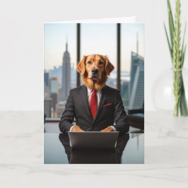 Golden Retriever in Business Kostym för födelsedag Kort