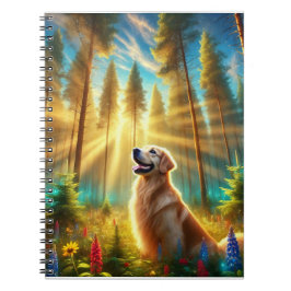 Golden Retriever in Enchanted Forest Anteckningsbok