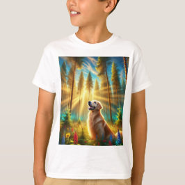 Golden Retriever in Enchanted Forest T Shirt