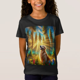 Golden Retriever in Enchanted Forest T Shirt