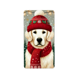Golden Retriever in Festive Sweater - Cozy Christm Adressetikett