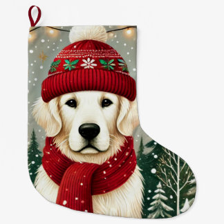 Golden Retriever in Festive Sweater - Cozy Christm Stor Julstrumpa