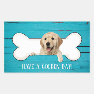 Golden Retriever in hund bone Rektangulärt Klistermärke
