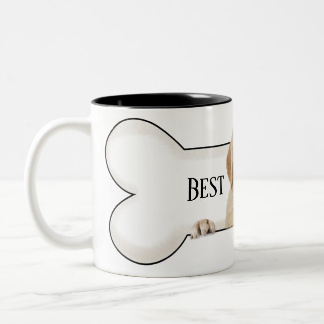 Golden Retriever in hund bone Två-Tonad Mugg (Vänster)