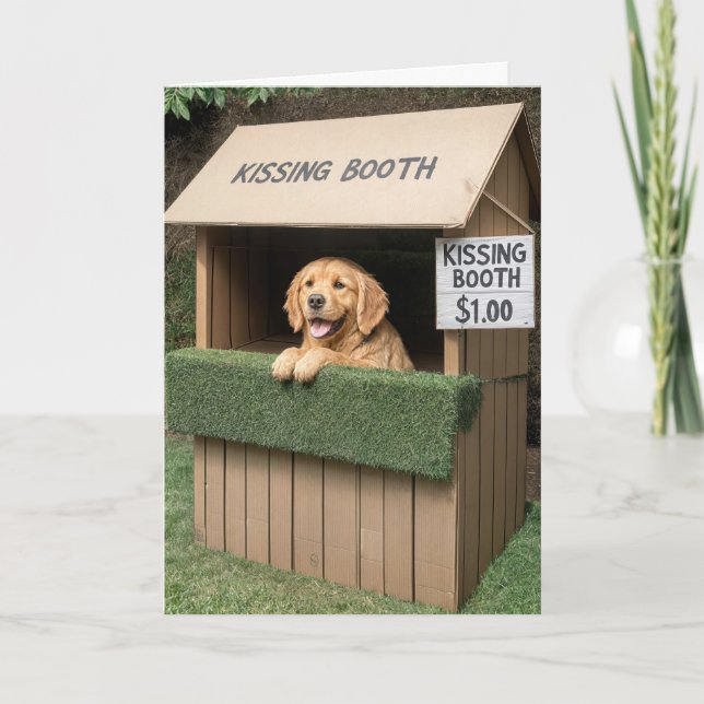 Golden Retriever in kissing Booth Kort (Framsida)