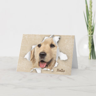 Golden Retriever in Papper Hål Hej Card Kort