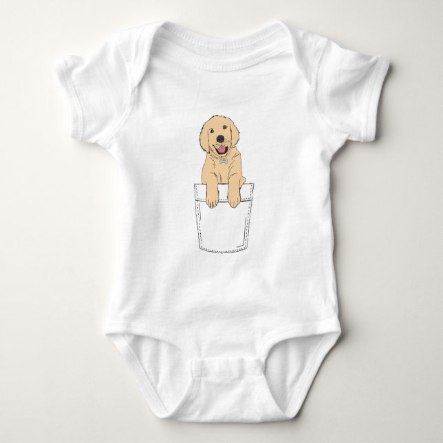 Golden Retriever in Pocket Clipart Cute Puppy Clip T Shirt (Framsida)
