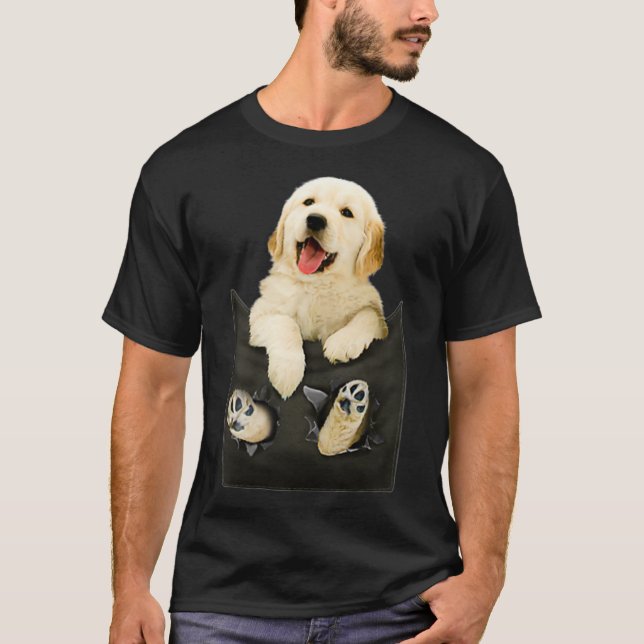 Golden Retriever in Pocket Puppy T Shirt (Framsida)