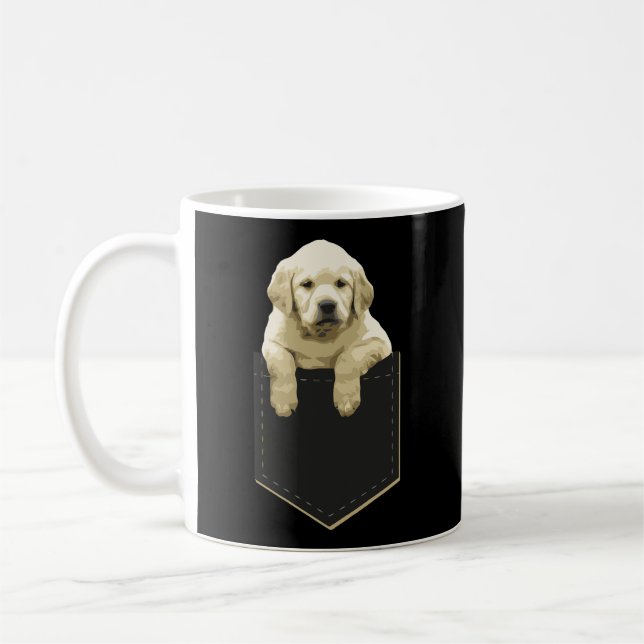 Golden Retriever in Pocket T Shirt Puppy Hund in Y Kaffemugg (Vänster)