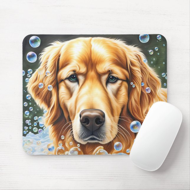 Golden Retriever in Soap Bubbles Musmatta (Med mus)