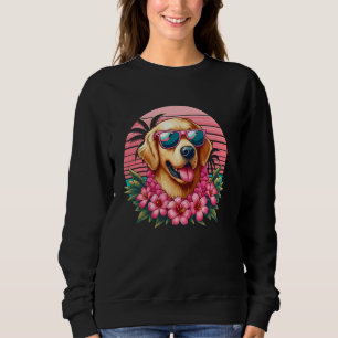 Golden Retriever in sunglass Flower chain Tropik T Shirt