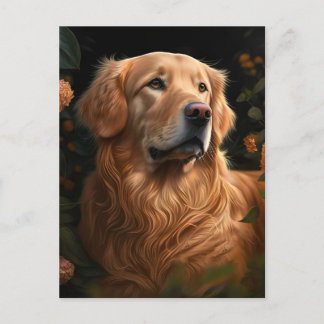 Golden Retriever in the Garden - Postcard Vykort