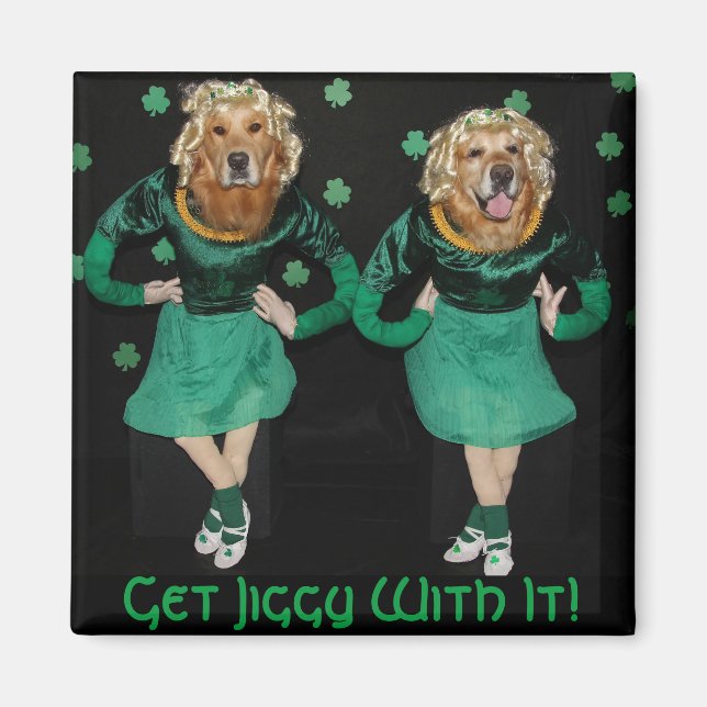 Golden Retriever Irish Stepdancers Get Jiggy Magnet (Framsidan)