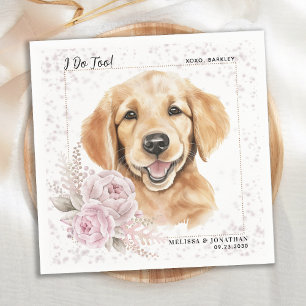 Golden Retriever jag gör för Rosa Blommigt Hund Br Pappersservett