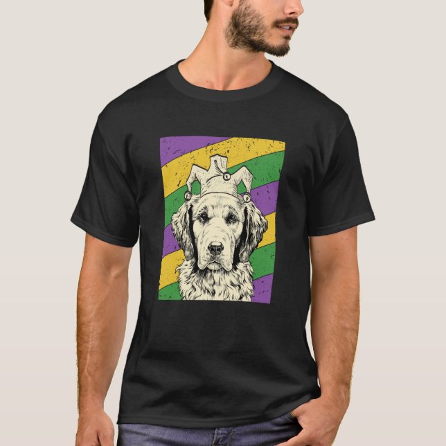 Golden Retriever Jester Mardi Gras Dog Mom or Dad T Shirt (Framsida)