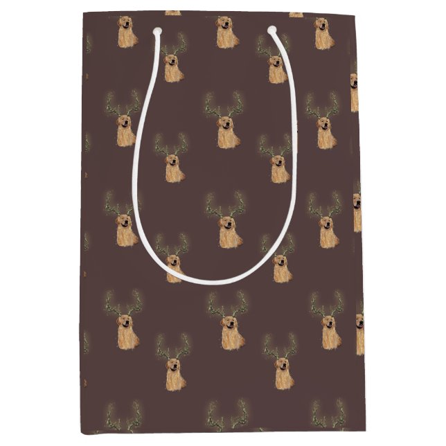 Golden Retriever jul Antler Gift Bag (Framsidan)