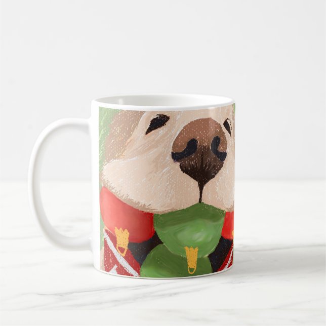 Golden Retriever jul Bollar Mouth Cute Gift Kaffemugg (Vänster)