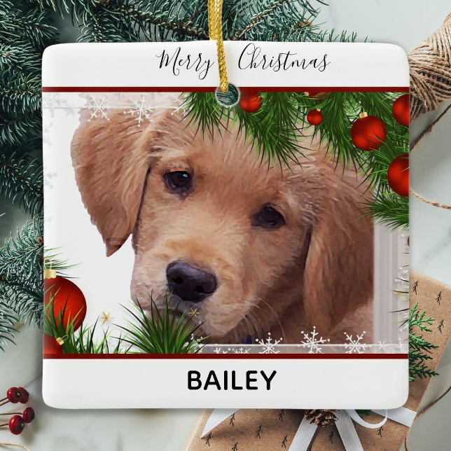 Golden Retriever-jul - Cute Hund Puppy Julgransprydnad Keramik (Skapare uppladdad)