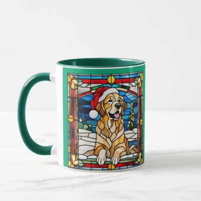 Golden Retriever Jul Färgat Glas Mugg (Vänster)