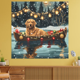Golden Retriever Jul Festlig Färd Canvastryck