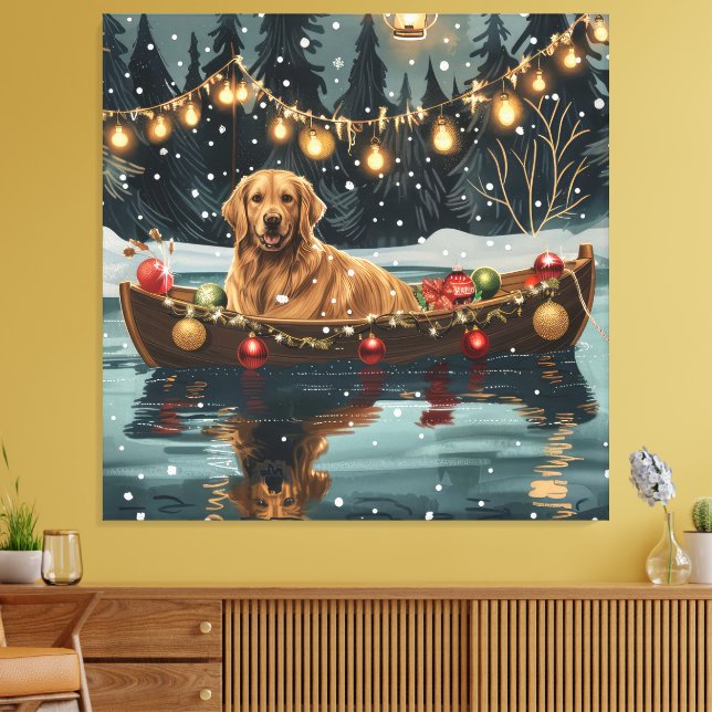 Golden Retriever Jul Festlig Färd Canvastryck (Insitu (Vardagsrum))