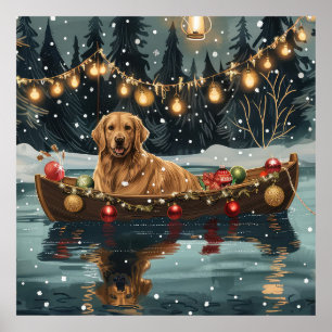 Golden Retriever Jul Festlig Färd Poster