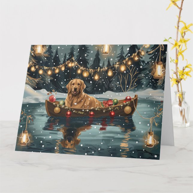 Golden Retriever Jul Festlig resa Kort (Gul blomma)