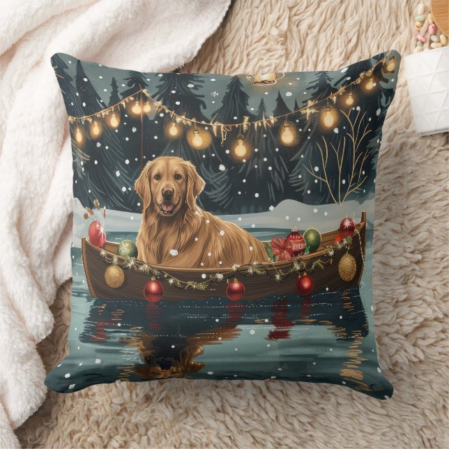Golden Retriever - jul - festlig resa Kudde (Filt)