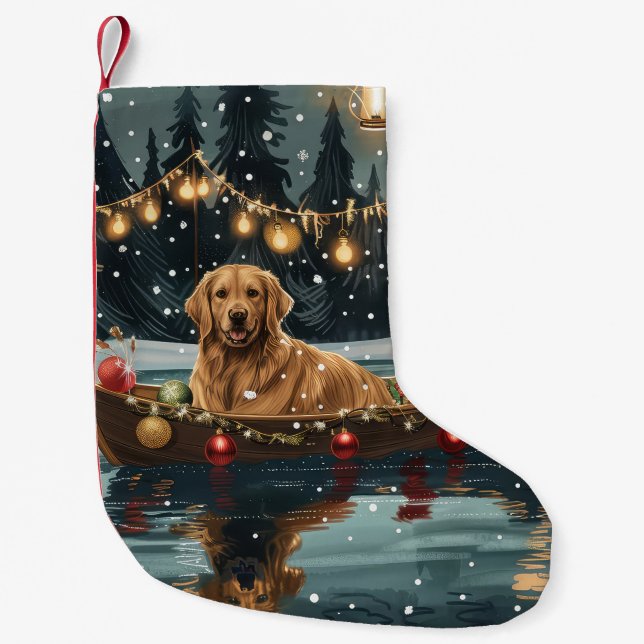 Golden Retriever - jul - festlig resa Liten Julstrumpa (Framsidan)