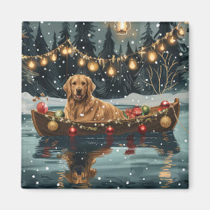 Golden Retriever Jul Festlig Resa Magnet