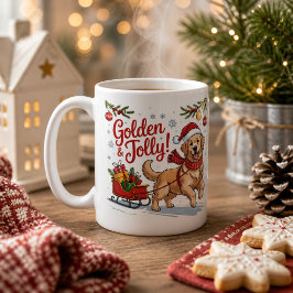 Golden Retriever Jul Golden & Glädjande Högtid  Kaffemugg