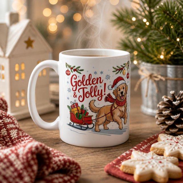Golden Retriever Jul Golden & Glädjande Högtid  Kaffemugg (Skapare uppladdad)