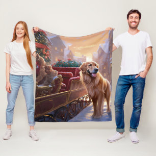 Golden Retriever jul - julsäsong Fleecefilt