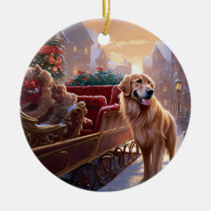 Golden Retriever jul - julsäsong Julgransprydnad Keramik