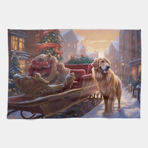 Golden Retriever jul - julsäsong Kökshandduk