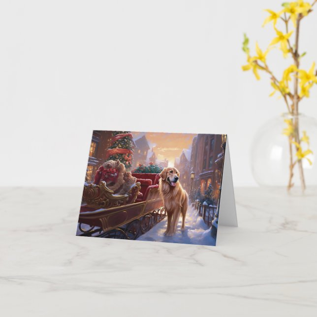 Golden Retriever jul - julsäsong Kort (Gul blomma)