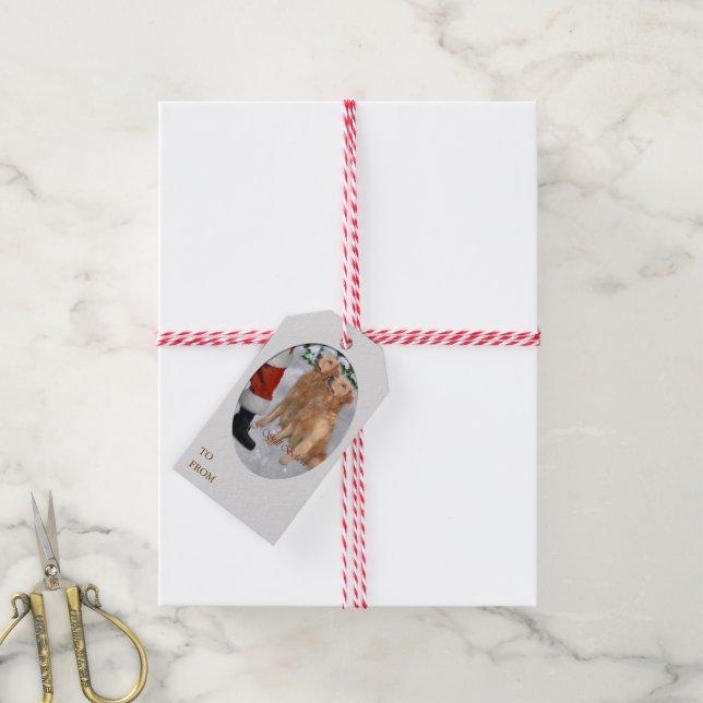 Golden Retriever-jul Presentetikett (Med Snöre)