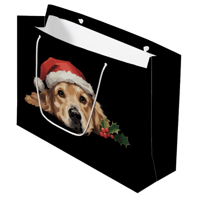 Golden Retriever jul Santa Hat Hund Julafton (Framsidan Vinklad)