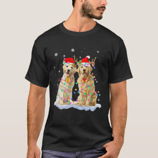 Golden Retriever jul Santa Hat Reindeer Ligh T Shirt