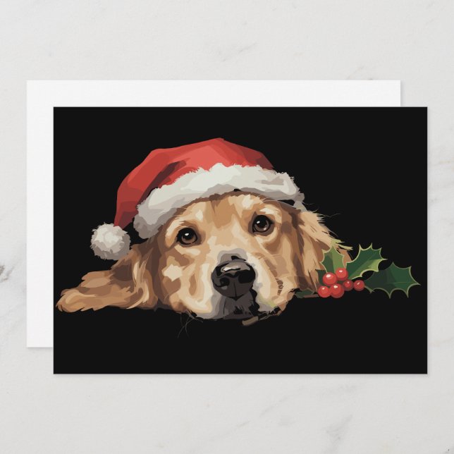 Golden Retriever jul Santa hatt hund jul Julkort (Fram/baksida)