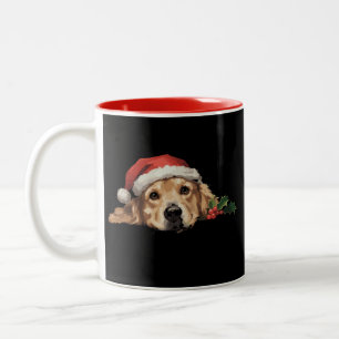 Golden Retriever jul Santa hatt hund jul Två-Tonad Mugg