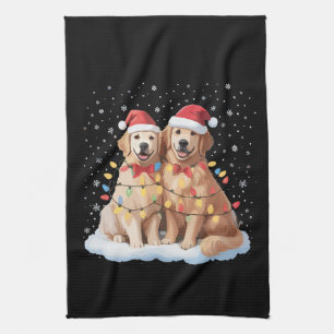 Golden Retriever jul Santa hatt Ren Kökshandduk