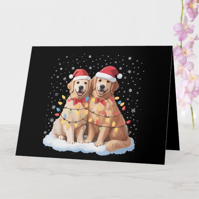 Golden Retriever jul Santa hatt Ren  Kort (Orkide)